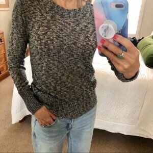 New vintage TSE 90's Y2K distressed perforated crew neck marled knit sweater top